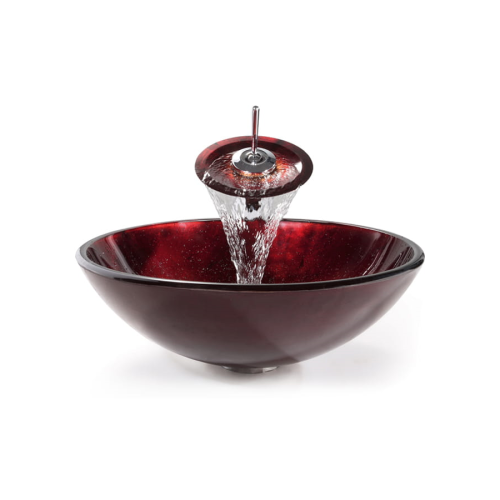 VELDMAN Bordowa szklana okrągła umywalka z baterią HC6018