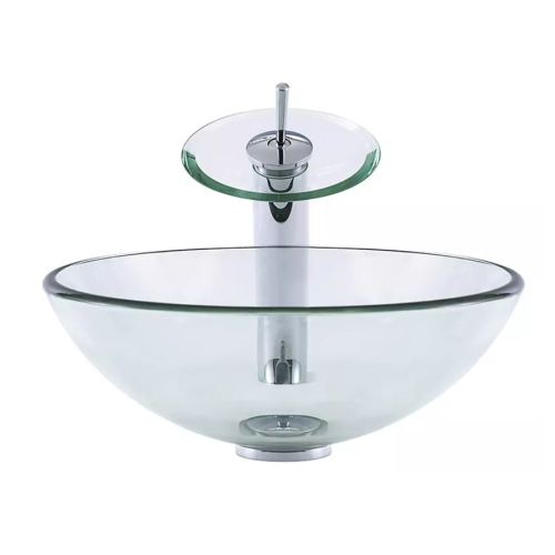 VELDMAN Przezroczysta szklana okrągła umywalka z baterią  HC6016