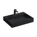 Czarna prostokątna umywalka nablatowa DEXTER BLACK Veldman z ukrytym odpływem z czarną baterią