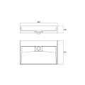 Rysunek techniczny  umywalki nablatowej z wymiarami 50x37 cm