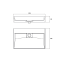 Rysunek techniczny  umywalki nablatowej z wymiarami 100x46 cm