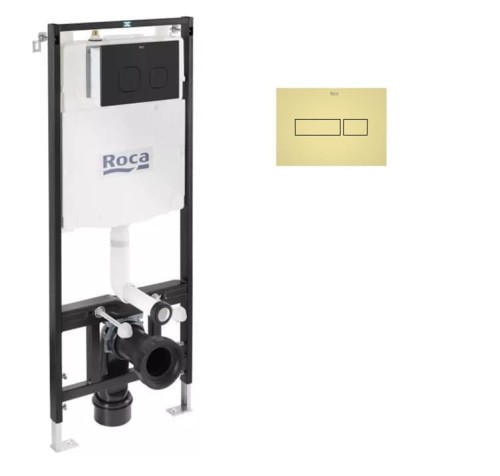 ROCA Stelaż podtynkowy do WC przycisk złoty
