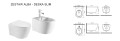 Zestaw ALBA Veldman - biała wisząca misa WC z deską slim i bidet oraz rysunki techniczne