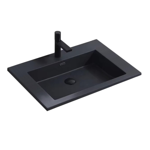 VELDMAN Umywalka z konglomeratu LOTUS wpuszczana w blat czarny mat 60/1