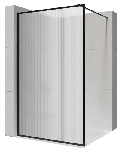 Veldman Ścianka prysznicowa MADRYT ryflowana czarna rama aluminiowa 8 mm 90 cm