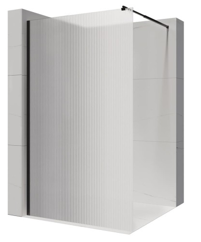 VELDMAN Ścianka prysznicowa MIAMI ryflowana czarny profil 8 mm 90 cm