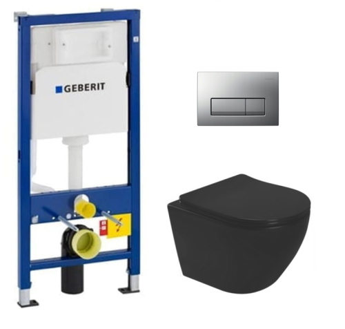 Stelaż Geberit czarna misa WC Veldman Delta 51 chrom mat