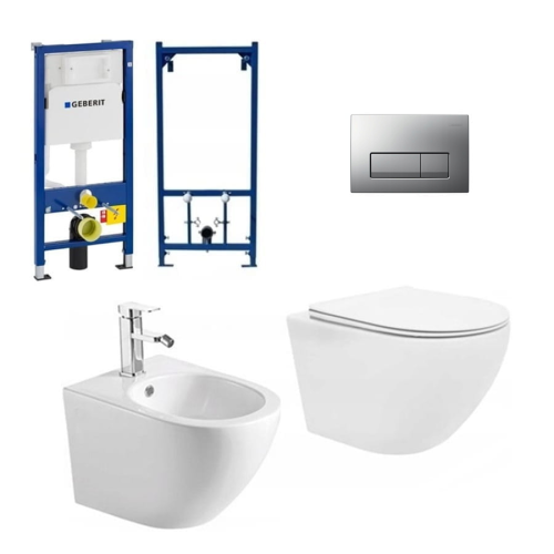 Stelaż Geberit Delta 51 chrom mat misa WC Rimless bidet Veldman stelaż bidetowy mata