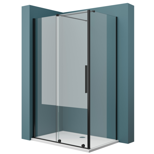 VELDMAN Kabina prysznicowa przesuwna ODEA BLACK 8 mm rozmiar do wyboru