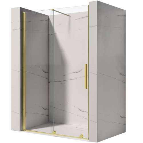 VELDMAN Drzwi prysznicowe przesuwne złoty profil LIMA 8 mm rozmiar do wyboru