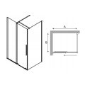 Schemat montażu kabiny prysznicowej z wymiarami - wysokość 195 cm - oznaczenia A i B.png