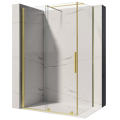 Kabina prysznicowa LIMA Veldman z przesuwnymi drzwiami wykonana z przezroczystego szkła ze złotymi okuciami, na jasnym tle.png