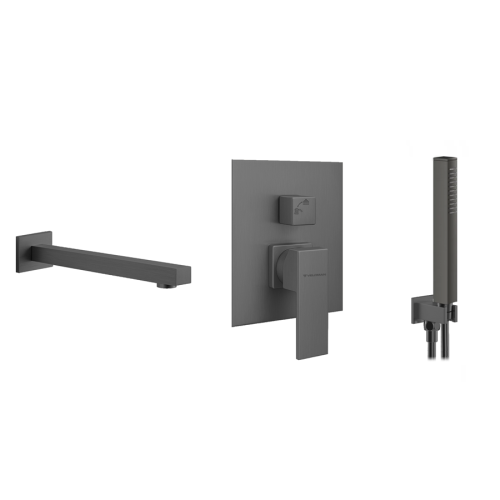 VELDMAN Grafitowa bateria wannowa podtynkowa QUADRO tytan