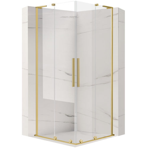 VELDMAN Przesuwna kabina prysznicowa złote szczotkowane profile GEORGIA DUO 8 mm rozmiar do wyboru