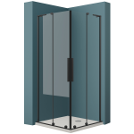 VELDMAN Przesuwna kabina prysznicowa czarne profile KOLORADO DUO 8 mm 90x90 cm