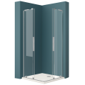 Kabina prysznicowa DAKOTA DUO z przesuwnymi drzwiami wykonana z przezroczystego szkła z chromowanymi okuciami.png