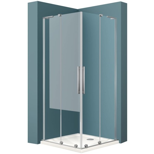 VELDMAN Przesuwna kabina prysznicowa KANSAS DUO szczotkowany NIKIEL 8 mm rozmiar do wyboru