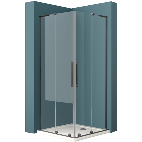 VELDMAN Grafitowa przesuwna kabina prysznicowa TEXAS DUO szczotkowany TYTAN 8 mm 100x100 cm