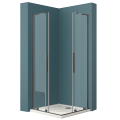 Kabina prysznicowa TEXAS DUO w kolorze szczotkowany tytan z otwartymi drzwiami wykonana z przezroczystego szkła.png