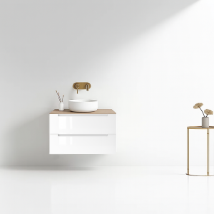 VELDMAN Biała szafka umywalkowa wisząca z kaszmirowym blatem LINDA 60 cm