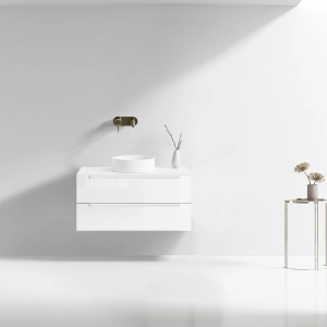 VELDMAN Biała szafka umywalkowa wisząca z białym blatem LINDA 80 cm