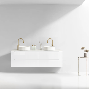 VELDMAN Biała szafka umywalkowa wisząca z białym blatem LINDA 120 cm