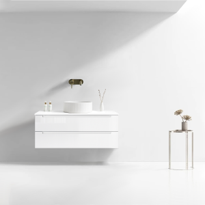 VELDMAN Biała szafka umywalkowa wisząca z białym blatem LINDA 100 cm