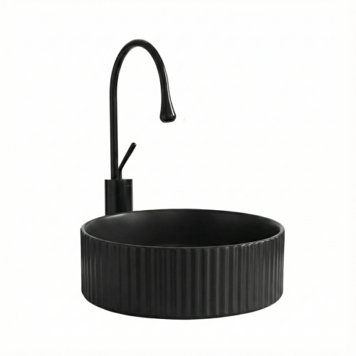 VELDMAN Umywalka nablatowa ryflowana VERONA black mat