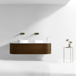 VELDMAN Szafka umywalkowa wisząca z białym blatem VERRA orzech 160