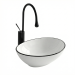 VELDMAN Umywalka ceramiczna 40 cm VERA czarna krawędź