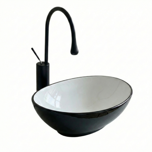 VELDMAN Umywalka ceramiczna 40 cm VERA biało czarna