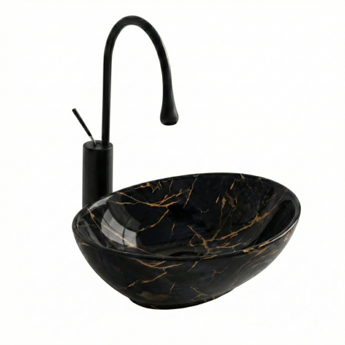 VELDMAN Umywalka ceramiczna 40 cm VERA czarny marmur