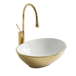 VELDMAN Umywalka ceramiczna 40 cm VERA biało złota