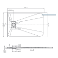Rysunek techniczny brodzika prysznicowego Veldman o wymiarze 80x130 cm