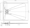 Rysunek techniczny brodzika prysznicowego Veldman o wymiarze 90x130 cm