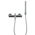 Bateria wannowa ścienna Costa z przyłączem, wężem i słuchawką w kolorze chrom
