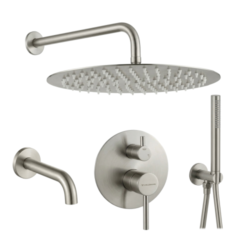 VELDMAN Zestaw podtynkowy 3-funkcyjny COSTA NIKIEL SZCZOTKOWANY deszczownica slim 30