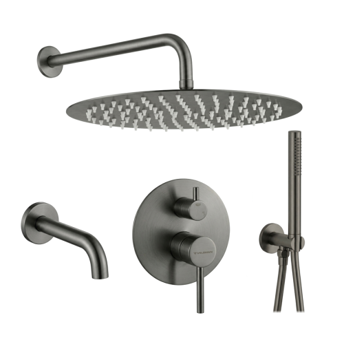 VELDMAN Zestaw podtynkowy 3-funkcyjny COSTA TYTAN SZCZOTKOWANY deszczownica slim 30