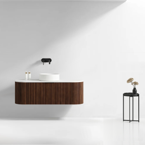 VELDMAN Szafka umywalkowa wisząca ryflowana z blatem VERNA 100 orzech