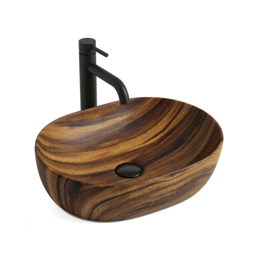 VELDMAN Umywalka ceramiczna ANNA 48 WOOD MAT imitacja drewna