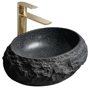 VELDMAN Umywalka nablatowa okrągła ALENA KAMIEŃ czarny