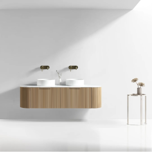 VELDMAN Szafka umywalkowa wisząca ryflowana z blatem VERNA DĄB 160 cm