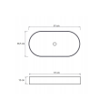 Rysunek techniczny  umywalki nablatowej z wymiarami  61 x 38,5 x 12 cm