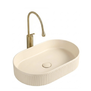 VELDMAN Umywalka ceramiczna ryflowana VERONA 49 BEŻOWY MAT kaszmir