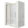 Drzwi prysznicowe NESSA Veldman wykonane z przezroczystego szkła hartowanego, z pojedynczymi składanymi drzwiami i zawiasami w kolorze złotym szczotkowanym na jasnym tle.png