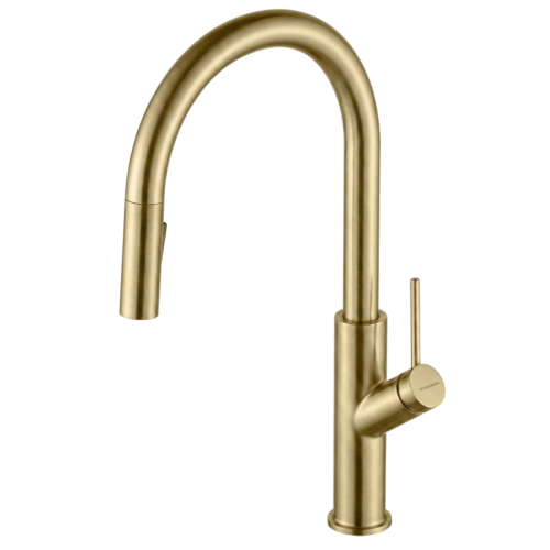 VELDMAN Bateria kuchenna SIMONA z wyciąganą wylewką złota szczotkowana