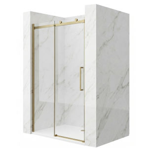 VELDMAN Przesuwne drzwi prysznicowe NESSA 8 mm ZŁOTE SZCZOTKOWANE 120 cm