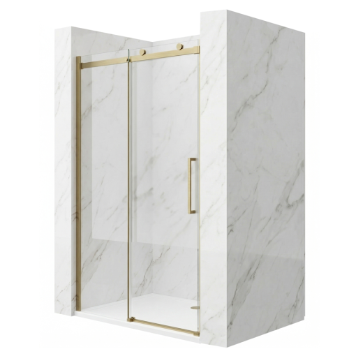 VELDMAN Przesuwne drzwi prysznicowe NESSA 8 mm ZŁOTE SZCZOTKOWANE 120 cm