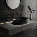 Czarna umywalka nablatowa błyszcząca ANNA SLIM, elegancki kształt, nowoczesny design łazienkowy
