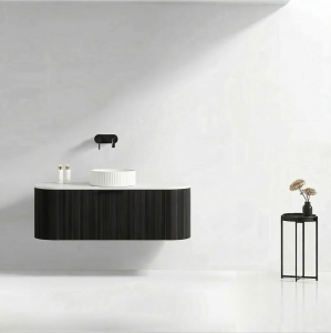 VELDMAN Szafka łazienkowa wisząca ryflowana z blatem VERNA 120 CZARNY MAT